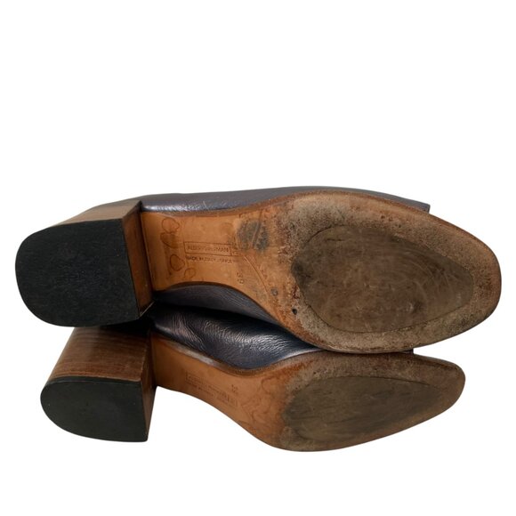 Alberto Fermani Solara crinkled leather booties metallic pewter boots size 9 39 - Picture 8 of 12